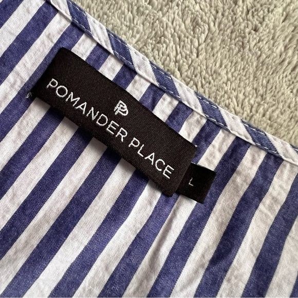 Tuckernuck Pomander Place Lizzie Oxford Stripe Puff Sleeve Babydoll Dress Large - Picture 3 of 14